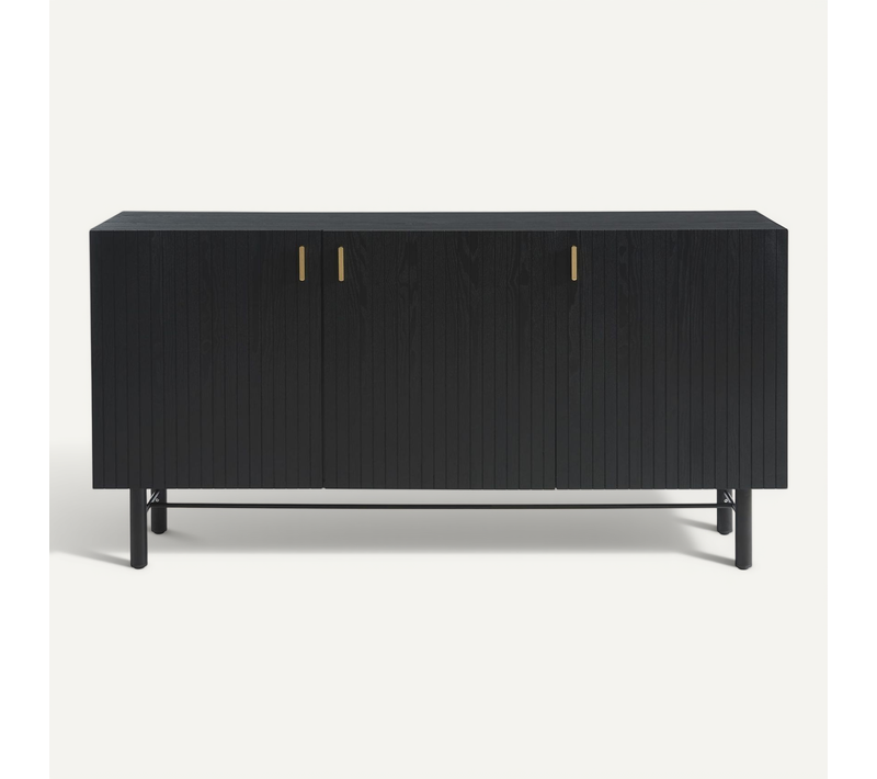 Buffet Calista Placage Frêne Noir Et Pieds Métal 160cm