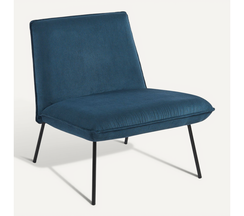 Fauteuil Pola Velours Côtelé Bleu