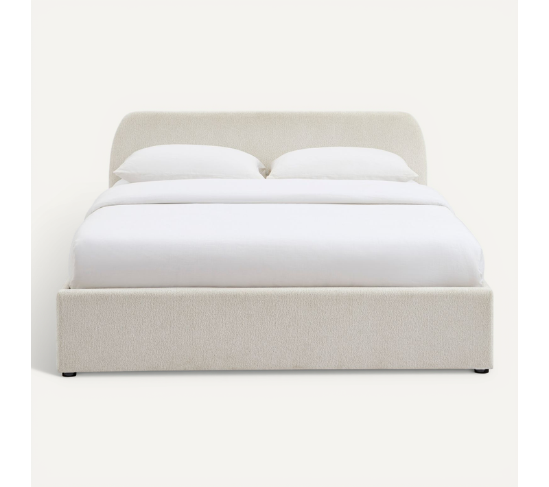 Lit Coffre Gela Tissu Chenille écru 160x200 Sommier Inclus