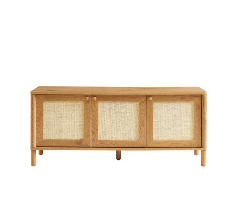 Meuble TV Haida Effet Chêne Et Rotin 120cm