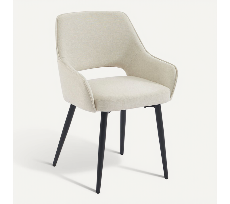 Lot De 2 Fauteuils Unni Tissu Beige Pieds Métal Noir