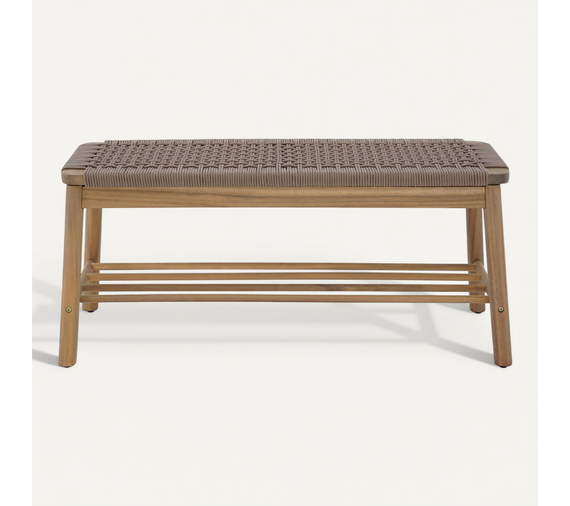 Banc Intérieur Et Extérieur Tavao En Bois D'acacia Et Corde Marron Clair