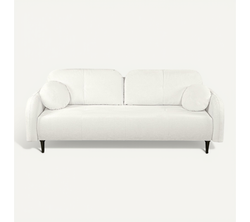 Canapé Droit Convertible Rotondo 3 Places Tissu Bouclette écru