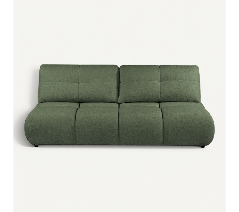 Canapé Droit Convertible Tasca 3 Places Tissu Bouclette Vert Kaki