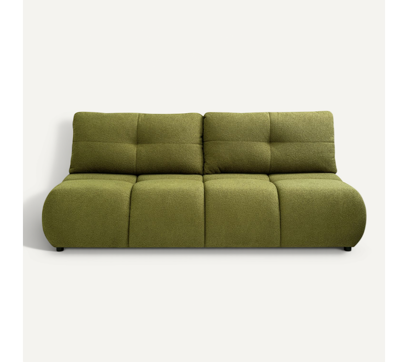 Canapé Droit Convertible Tasca 3 Places Tissu Bouclette Vert Olive