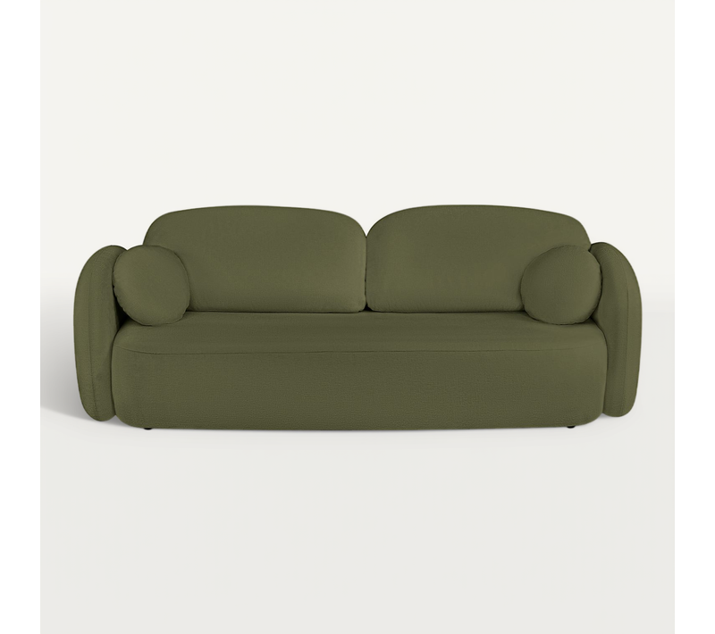Canapé Droit Convertible Carlotta 3 Places Tissu Chenille Vert Kaki