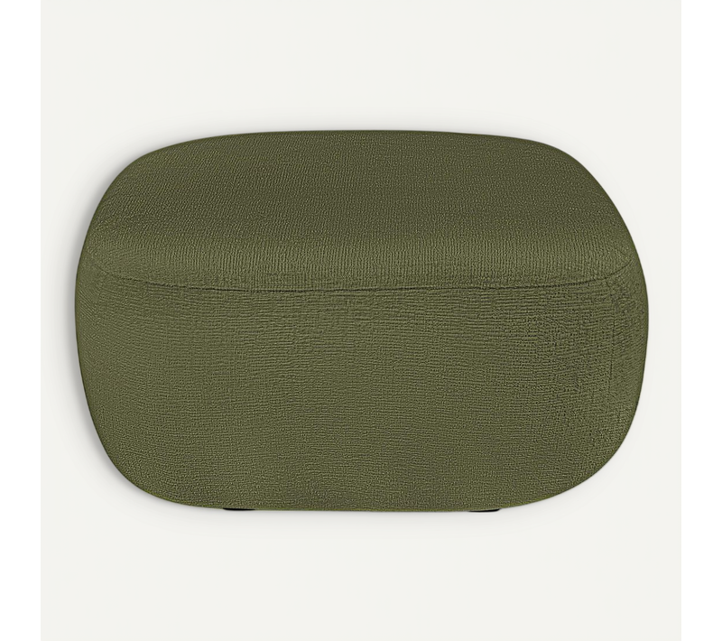 Pouf Carlotta Tissu Chenille Vert Kaki