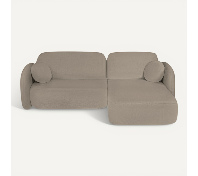 Canapé D'angle Droit Convertible Carlotta 4 Places Tissu Bouclette Taupe