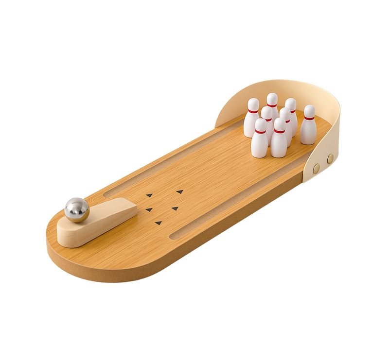 Mini Jeu De Bowling En Bois 28,5 Cm – Jeu De Table Ludique Et Original Pour Enfants Et Adultes, Pist