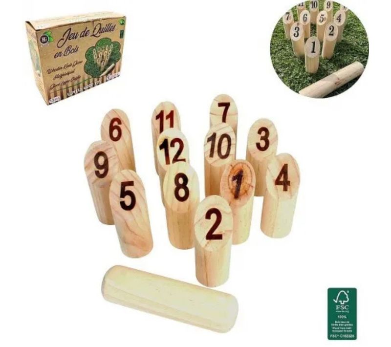 Jeu De Quilles Nordiques En Bois Compact Pour Enfants Et Adultes Jeu D'adresse Et De Précision Idéal