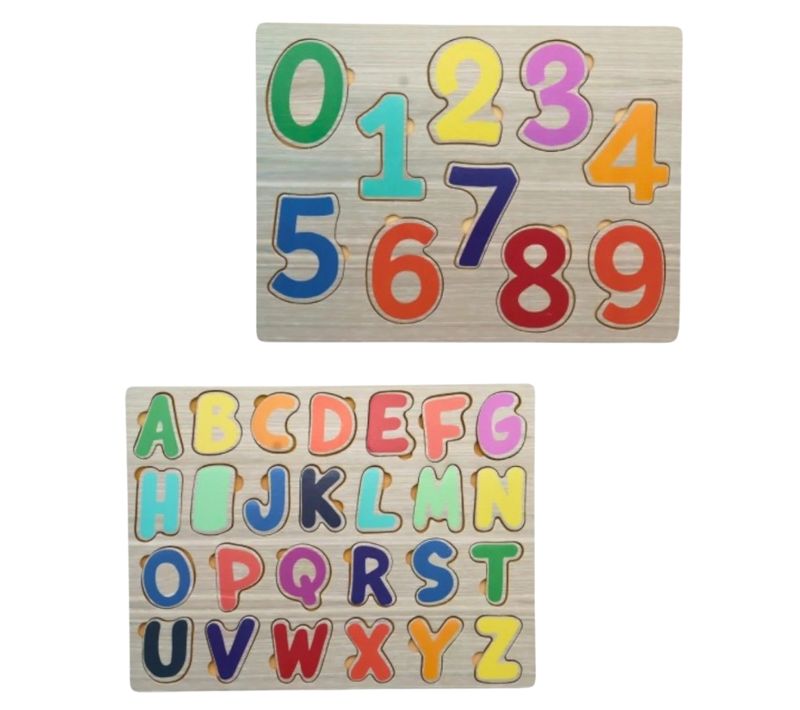 Pack De 2 Puzzles En Bois Jouet Éducatif Et Montessori Pour Enfants Lettres A-z Et Chiffres 0-9 Dès