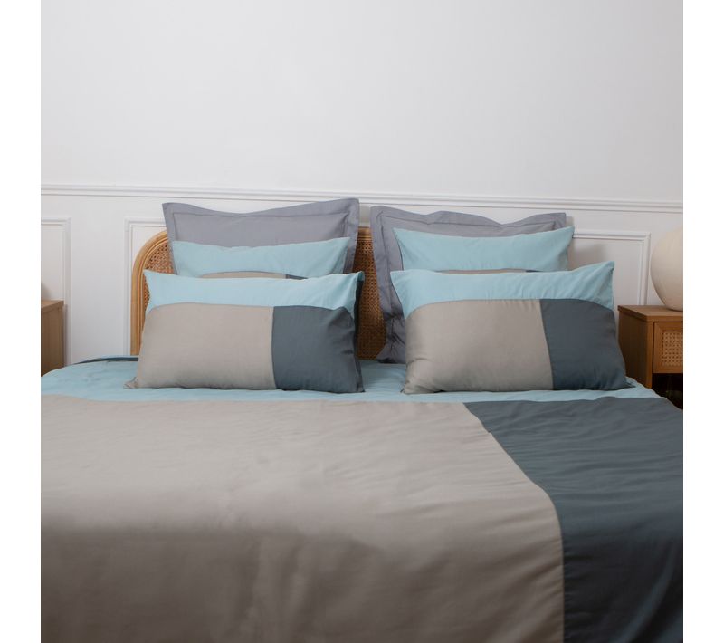 Housse De Couette Coton Trio Bleu - 140 X 200 cm