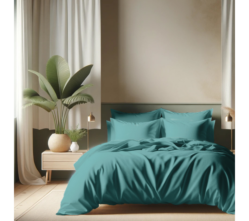Housse De Couette Coton Tertio® Vert Émeraude - 240 X 220 cm