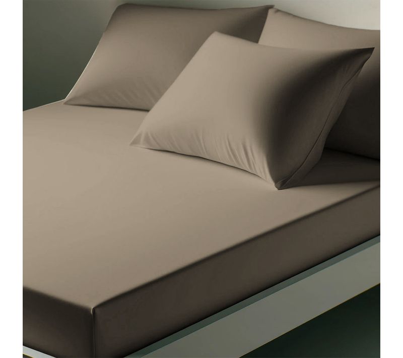Drap-housse polycoton Taupe - 80 X 190 cm