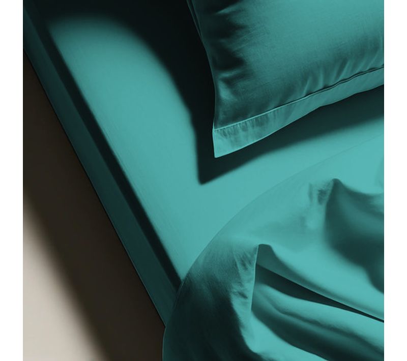 Drap Plat Coton Vert Émeraude - 180 X 290 cm