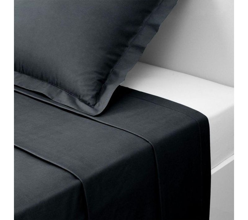 Drap Plat Coton Noir - 180 X 290 cm