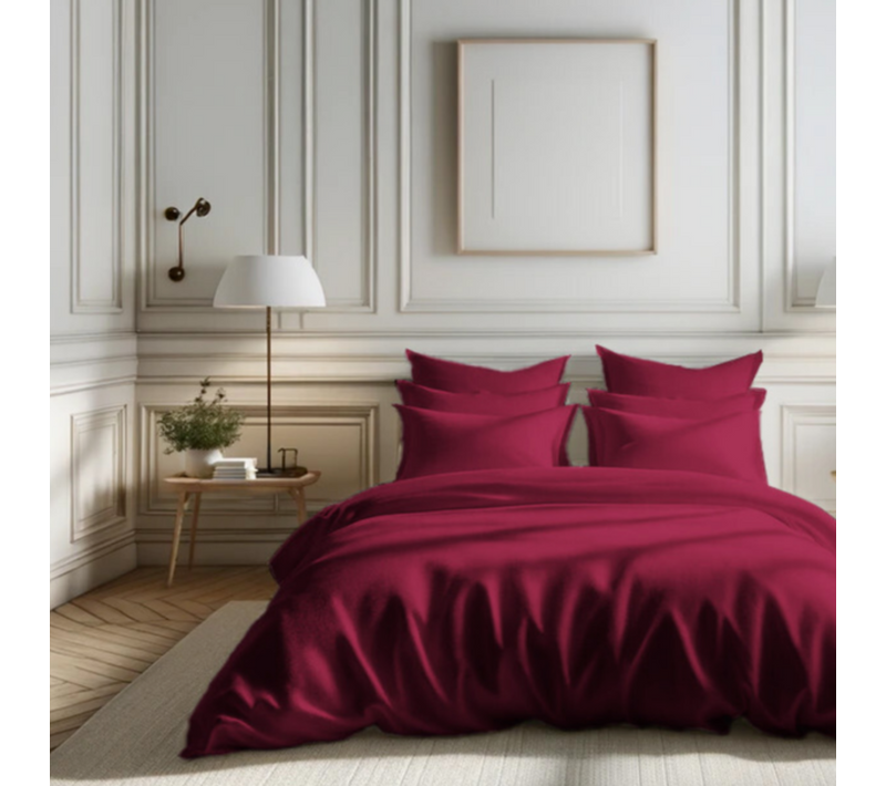Housse De Couette Percale Coton Tertio® Bordeaux - 260 X 240 cm