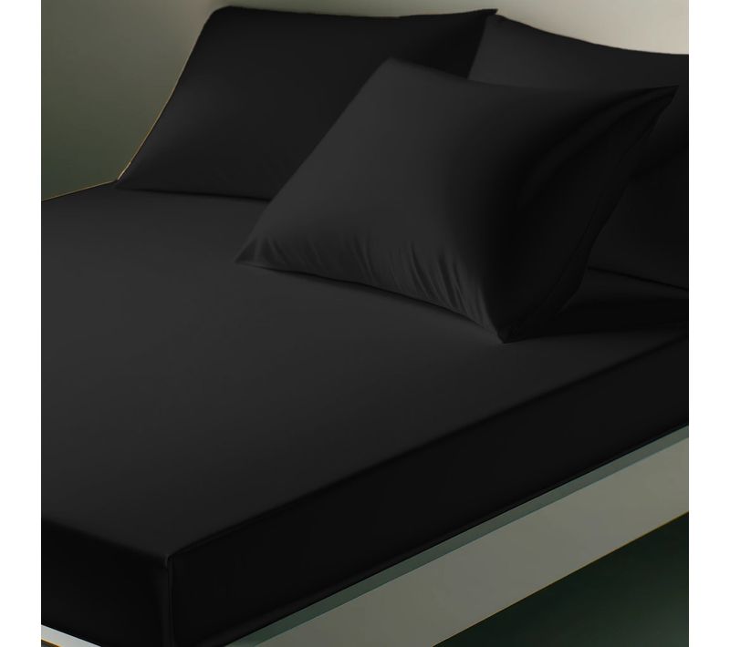 Drap housse polycoton Noir - 80 X 190 cm