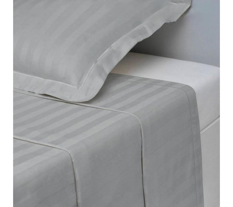 Drap Plat Satin De Coton Gris Perle - 180 X 290