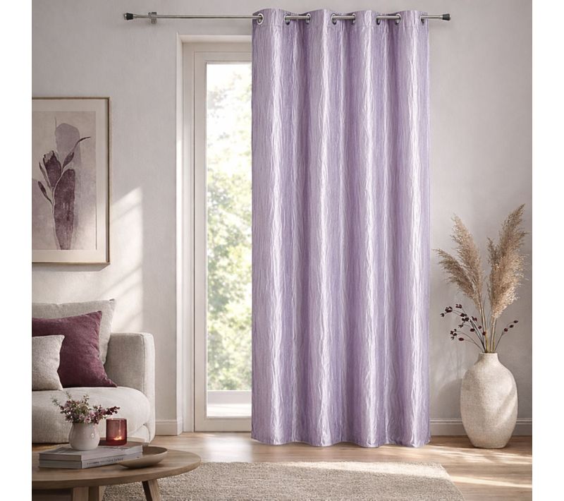 Rideau D'ameublement En Taffetas Froissé - 135x260 Cm - Violet Parme