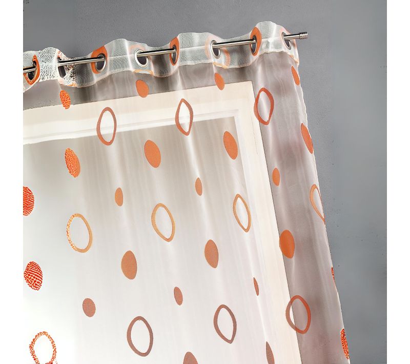 Voilage Coloré Motifs Cercles - 140x240 Cm - Orange