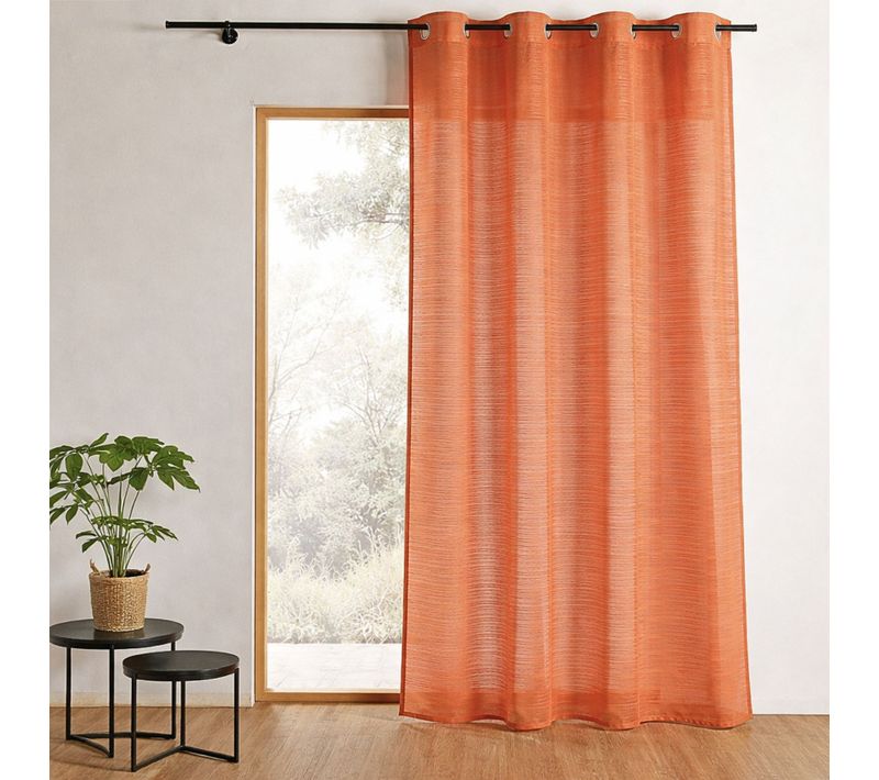 Voilage Fantaisie à Fines Rayures - 140x240 Cm - Orange