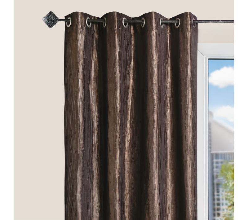 Rideau D'ameublement En Taffetas Froissé - 135x260 Cm - Marron Chocolat