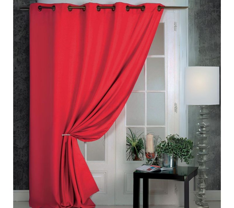Rideau 100% Occultant Ignifugé M1 Non Feu Piment - 140x260 Cm - Rouge