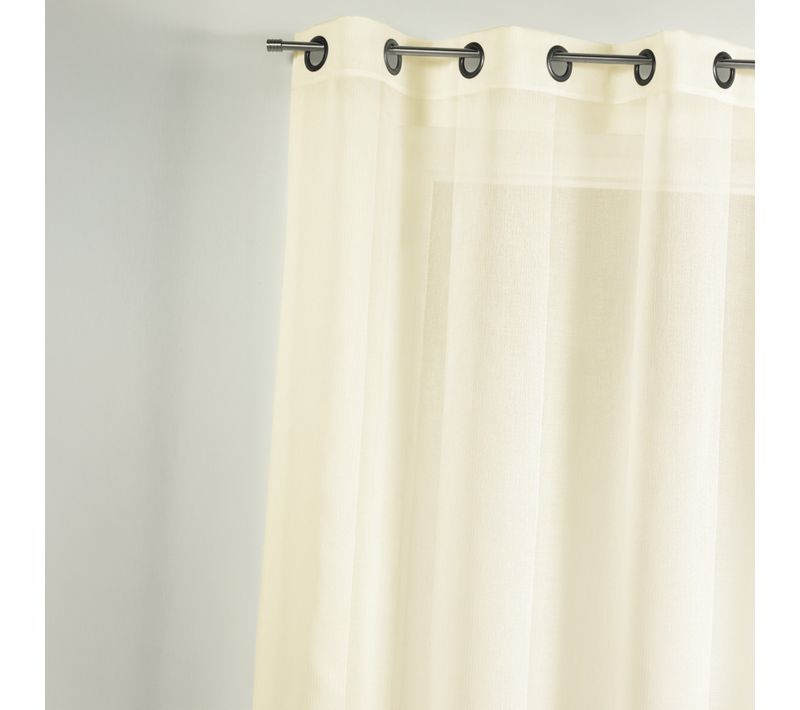 Voilage En étamine Uni Avec Rayures Ton Sur Ton - 145x260 Cm - Ivoire