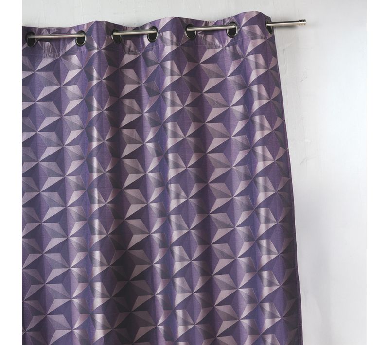 Rideau En Jacquard Imprimés Géométriques - 140x260 Cm - Violet Parme