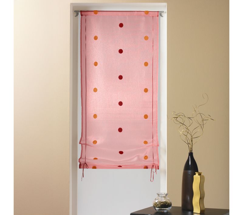 Store à Remonter Voilage En Organza Gros Pois - 60x140 Cm - Bordeaux