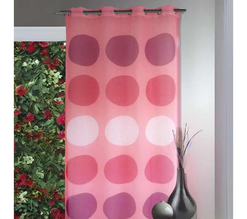 Voilage étamine Avec Des "gros Pois" - 135x240 Cm - Orange Corail