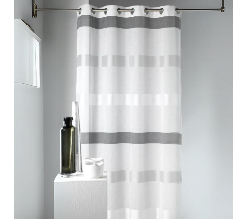 Voilage à Rayures Horizontales Design - 140x240 Cm - Ivoire