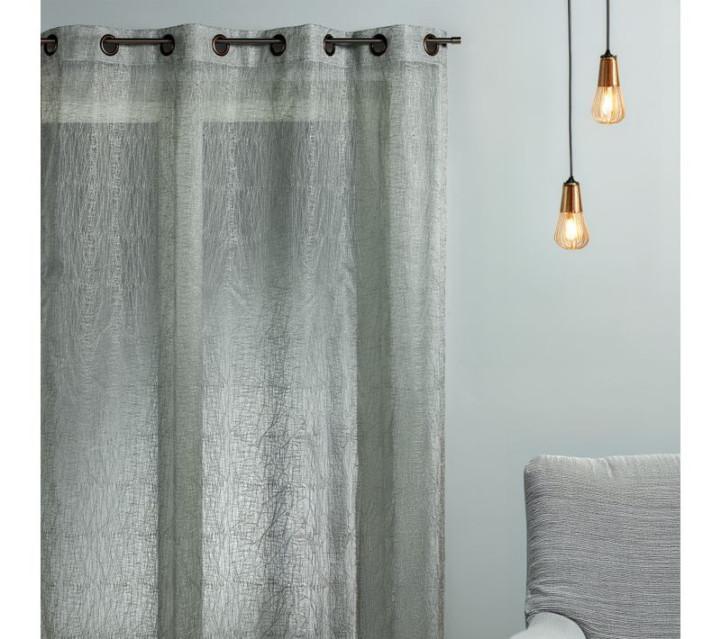 Voilage Picasso En Organza Brodé - 140x240 Cm - Gris Clair