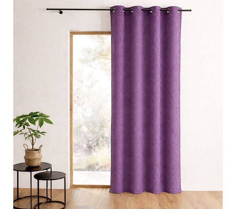 Rideau Ameublement Jacquard Motif Géométrique - 140x260 Cm - Violet