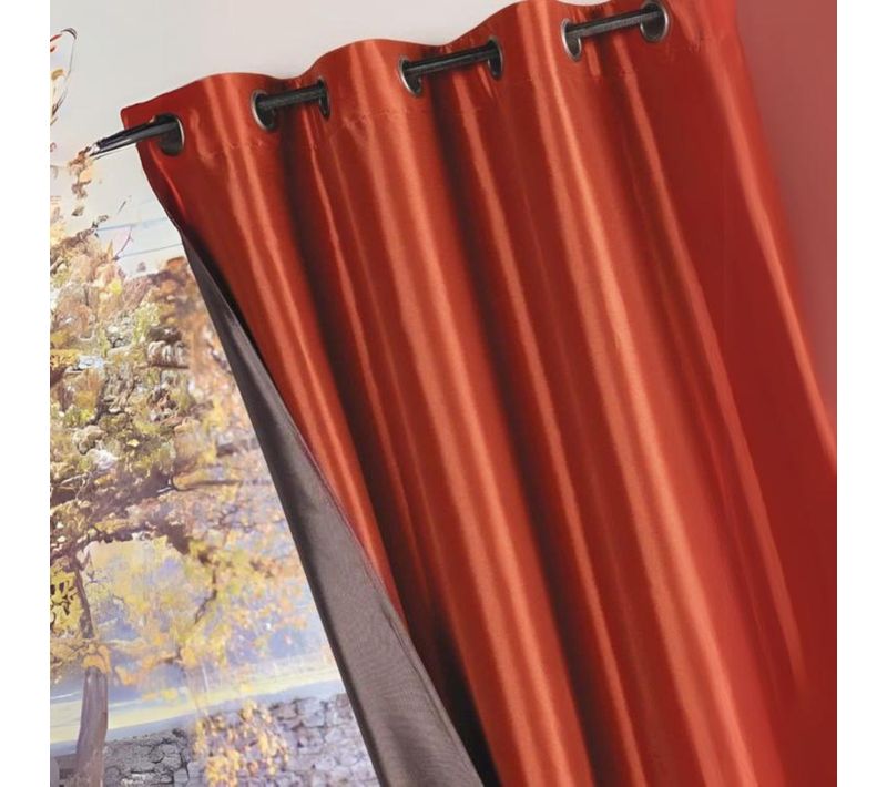 Rideau Ameublement Réversible En Taffetas - 140x260 Cm - Terracotta
