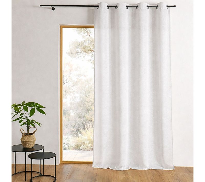 Rideau D'ameublement Shantung Tout Brodé - 140x250 Cm - Blanc