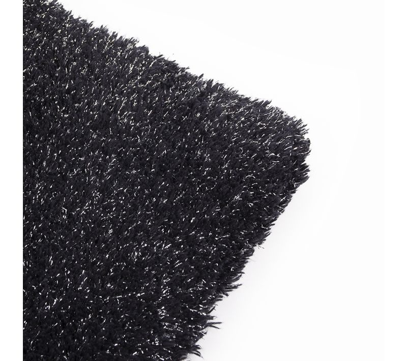 Tapis De Bain Lurex Noir En Coton - Épais Et Antidérapant