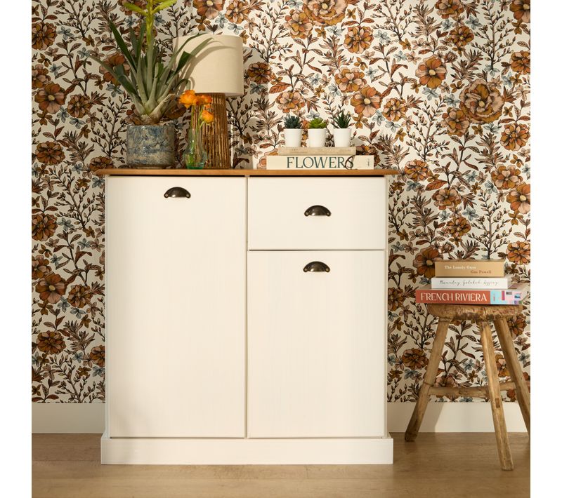 Buffet H. 90 cm STANFORD Blanc / miel