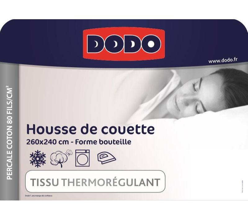 Housse de couette 240x260 cm DODO PERCALE GRIS CLAIR