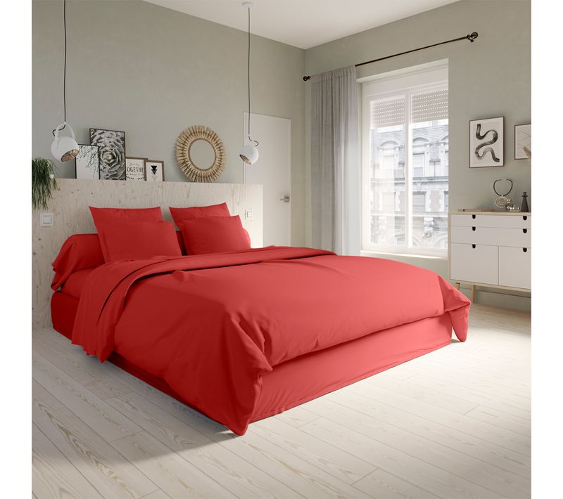 Housse De Couette Studio Coton Rouge 220 X 240 Cm Rouge
