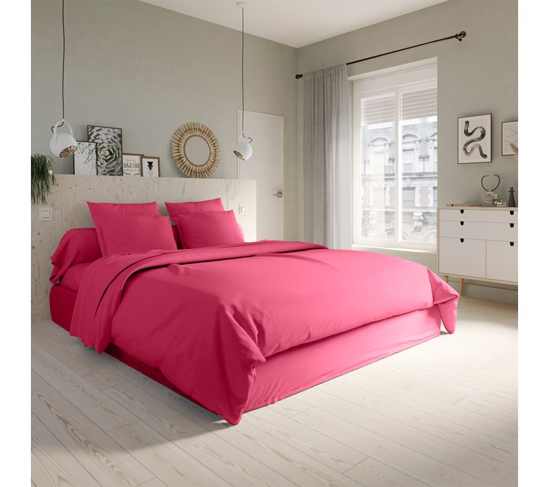 Housse De Couette Studio Coton Fuchsia 140 X 200 Cm Rose