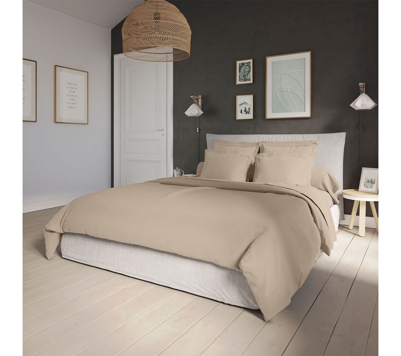 Housse De Couette Influence Percale Osier 140 X 200 Cm Beige