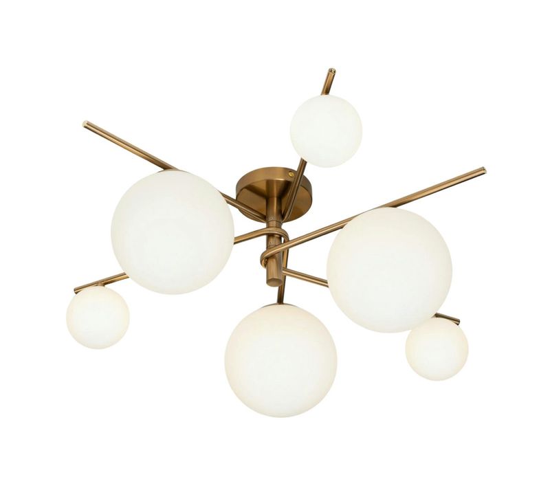 Plafonnier Tendance Doré Et Verre Blanc - Belisto