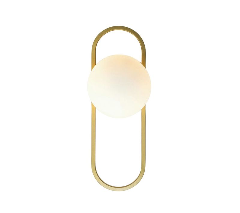 Applique Murale Vintage Dorée à Verre Blanc - Belisto