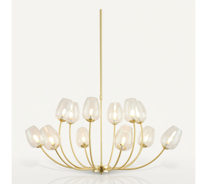 Lustre Doré 12 Tulipes De Verre - Lucciana
