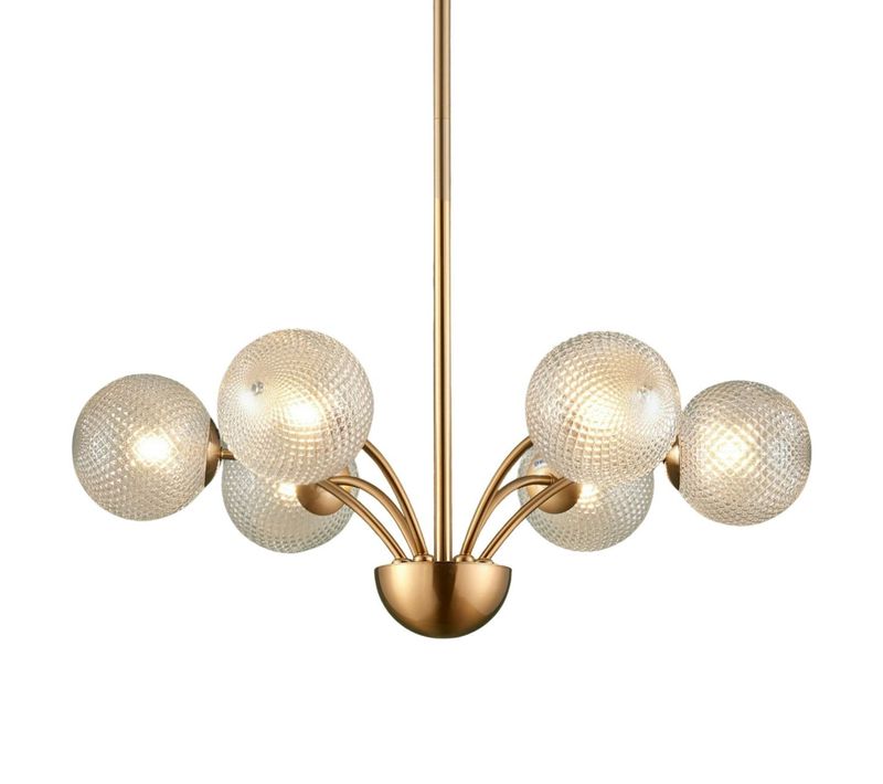 Lustre Doré Moderne 6 Boules En Verre - Gala