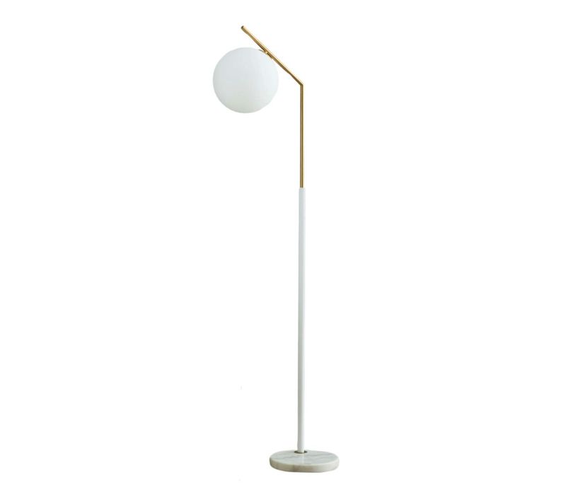 Lampadaire Ultra Epuré Blanc Et Laiton - Molia