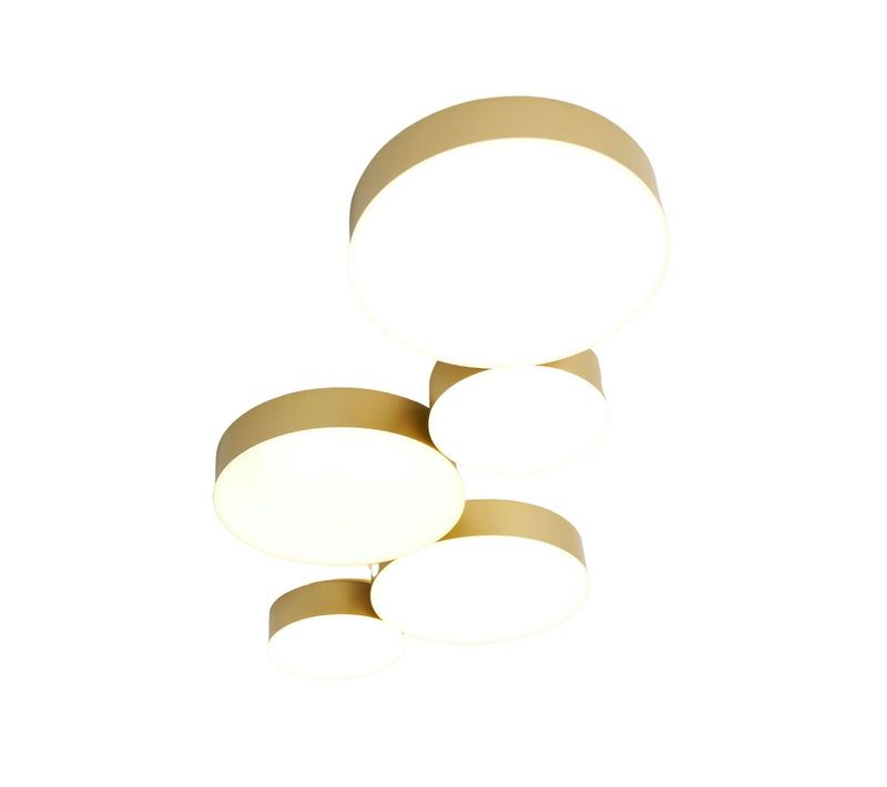 Plafonnier Moderne Doré 5 Spots Lumineux LED - Skavi