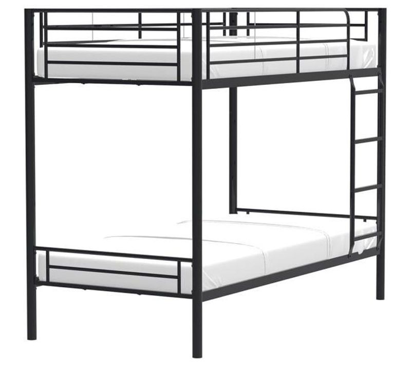 Lits Superposés Séparables 2x 90 X190 Cm - En Métal - Noir - Sommiers Inclus - Abby